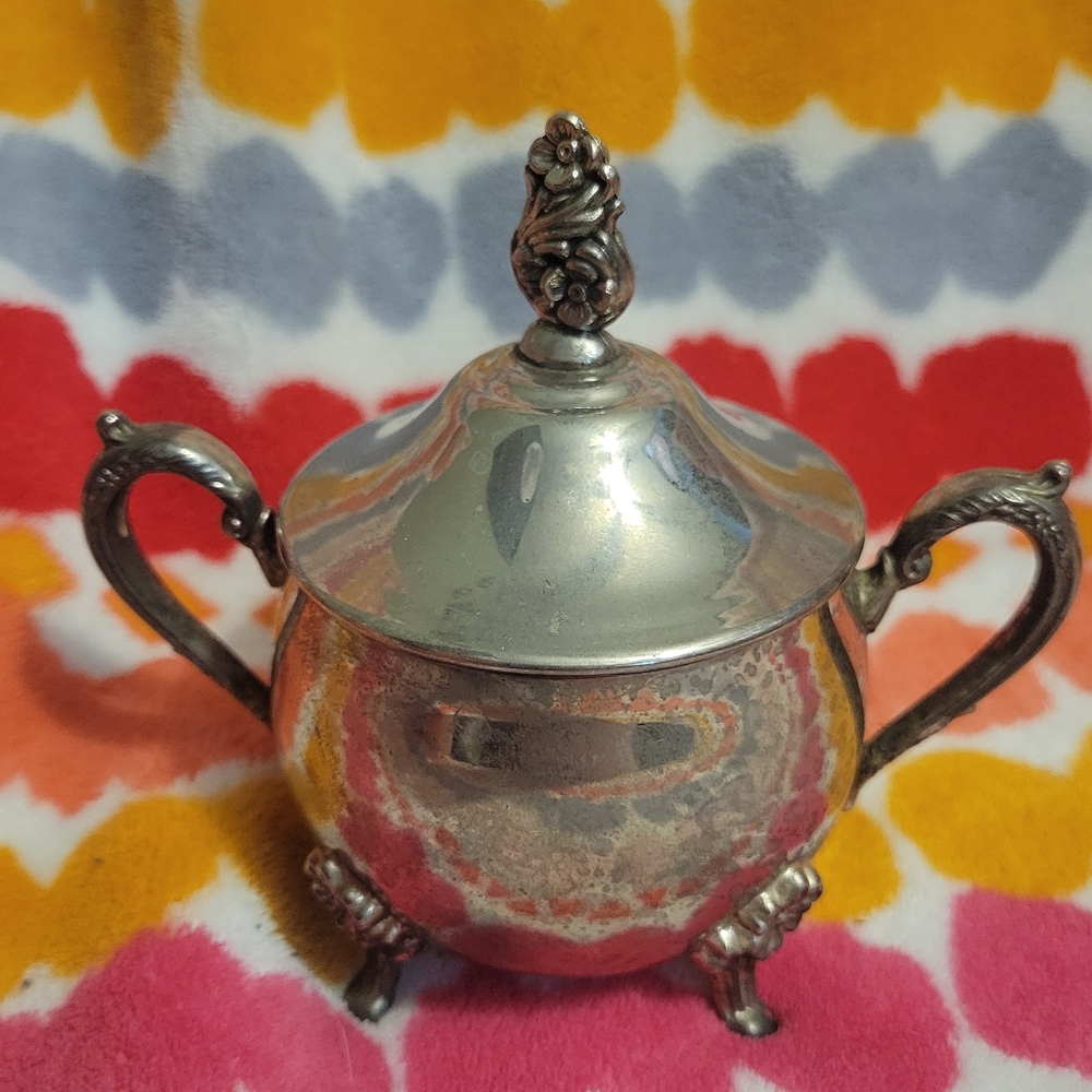 Vintage Silver Plated Sugar Trinket Home Decor Dish Container Storage Kitchen